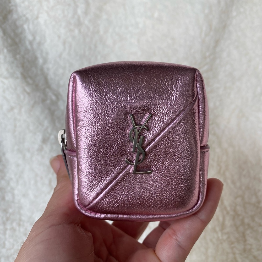 Saint Laurent Calfskin Cube Charm Keychain